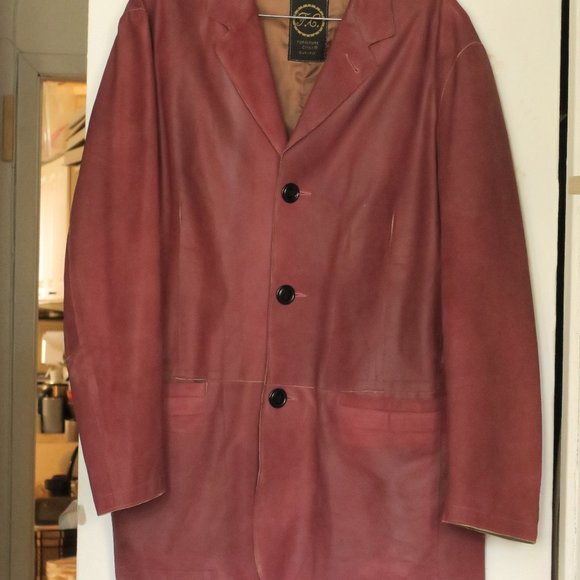 Vera Pelle Wine Leather Blazer (Made in Italy) European Size 50/US Large - Picture 5 of 8